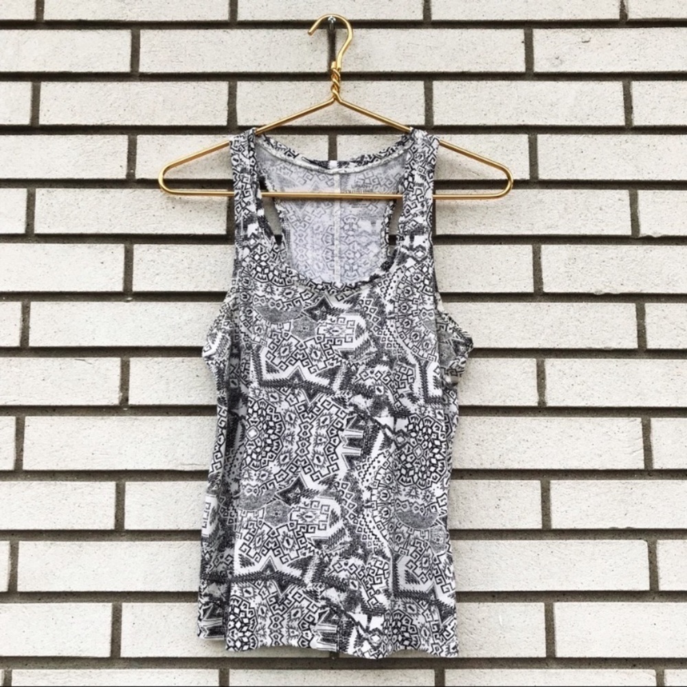 Urban Outfitters Aztec Geometric Racerback Tank Black White Indie Sleaze S